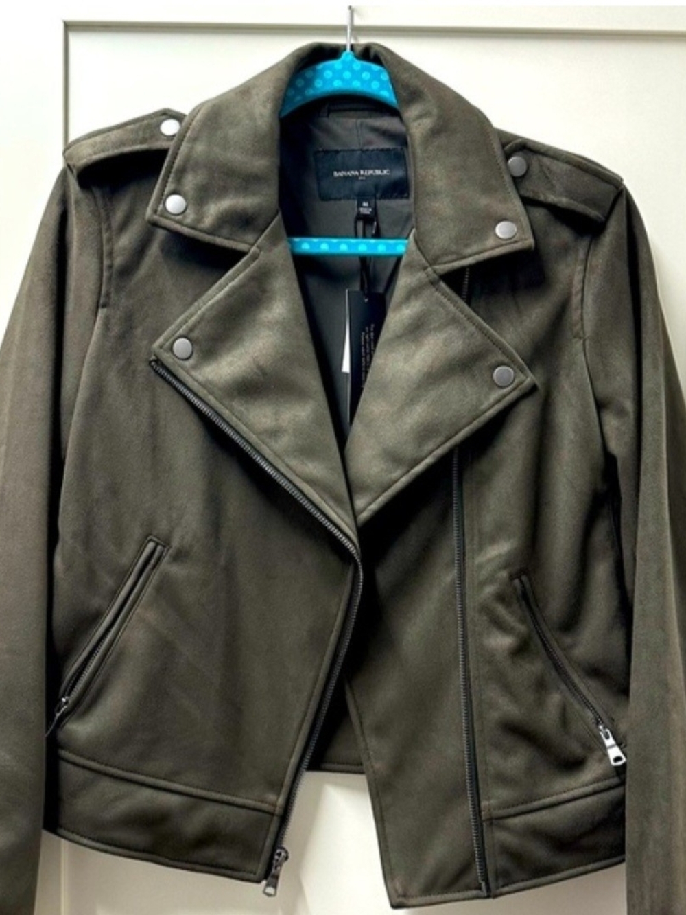 Banana Republic Olive Green Suede Moto Jacket